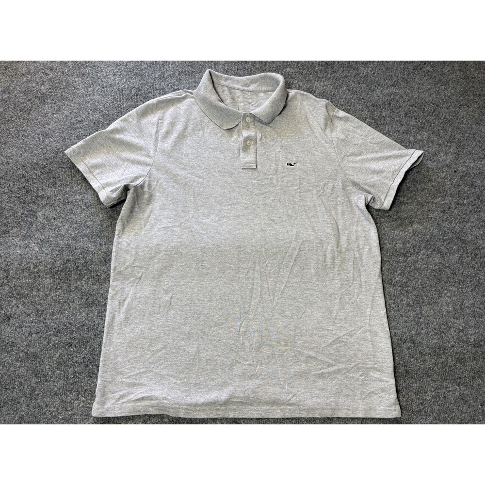 Vineyard Vines Polo Shirt Mens M Gray Cotton Polyester Collared Logo Knit